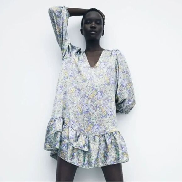 ZARA BOHO PRINTED PAISLEY DRESS - Picture 1 of 6